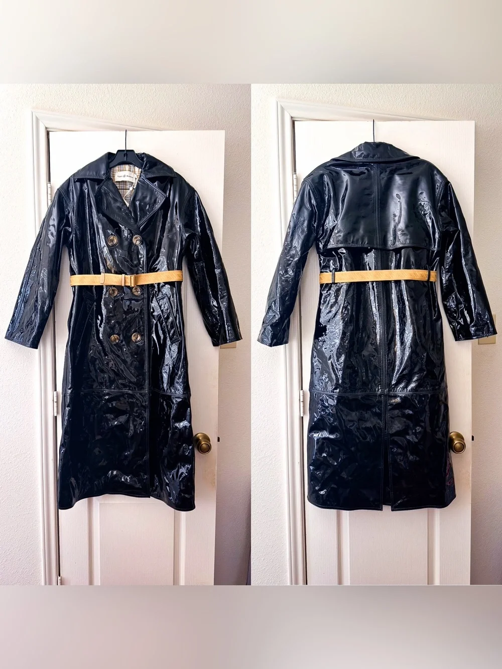 Tory‎ Burch Patent Leather Trench Coat Belted Black 0 NWT